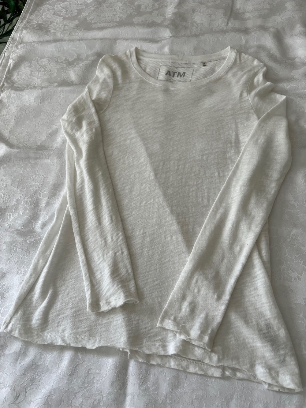 ATM Anthony Thomas Melillo White Long Sleeve Crewneck Tee